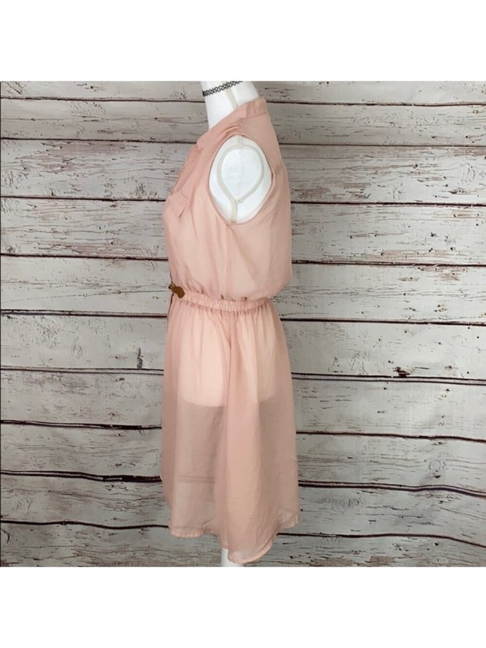 R & B Sheer Pink Sleeveless Dress Medium - Picture 3 of 11
